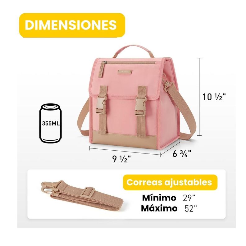 Tourit Lonchera Térmica con Hebillas 11L - Rosado-1