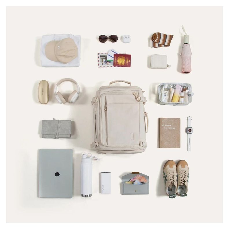 Bagsmart Mochila de Viaje Blast Mediana 38L para Notebook 15.6" - Beige-7