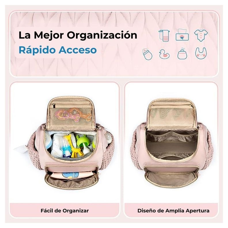 Mommore Mochila Pañalera Pqña Bolsillos Térm Rosa-1