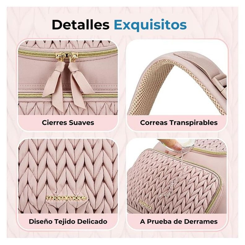 Mommore Mochila Pañalera Pqña Bolsillos Térm Rosa-5