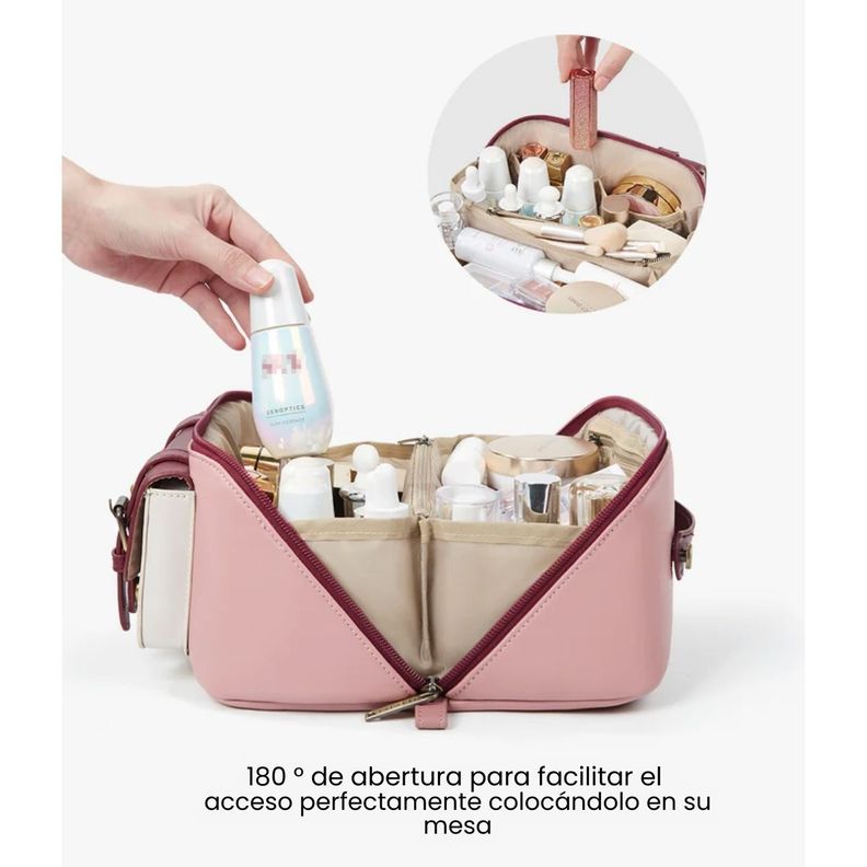 Ecosusi Neceser Cosmetiquero Abierto Elena - Rosa Palo-5