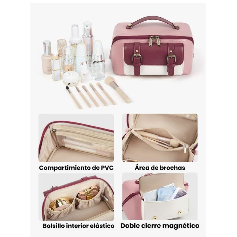 Ecosusi Neceser Cosmetiquero Abierto Elena - Rosa Palo-6