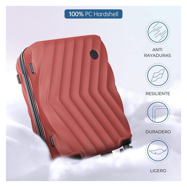 Bagsmart Maleta de Mano Rígida Globetrotter 35L - Rojo Vino-3