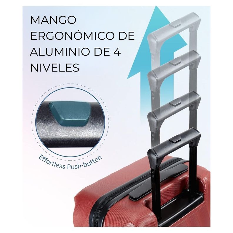 Bagsmart Maleta de Mano Rígida Globetrotter 35L - Rojo Vino-5
