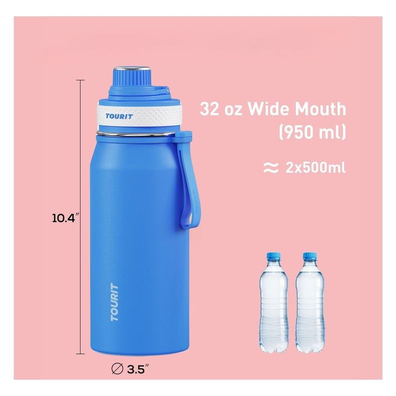 Tourit Botella de Agua Térmica Deportiva 32oz - Azul-4