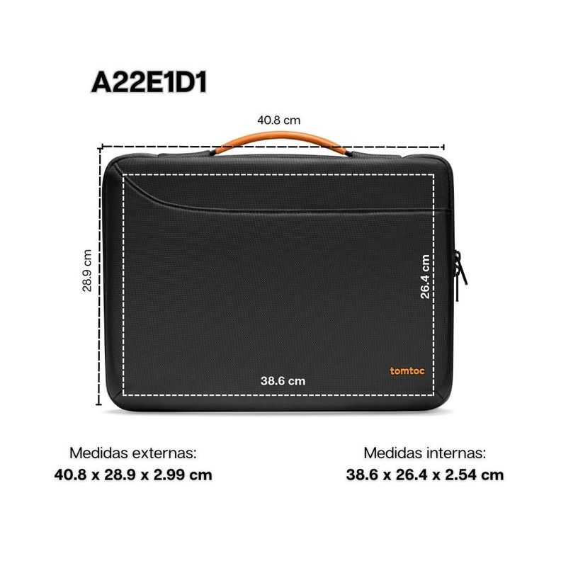 Tomtoc Maletín A22 hasta 15.6" - Negro-6