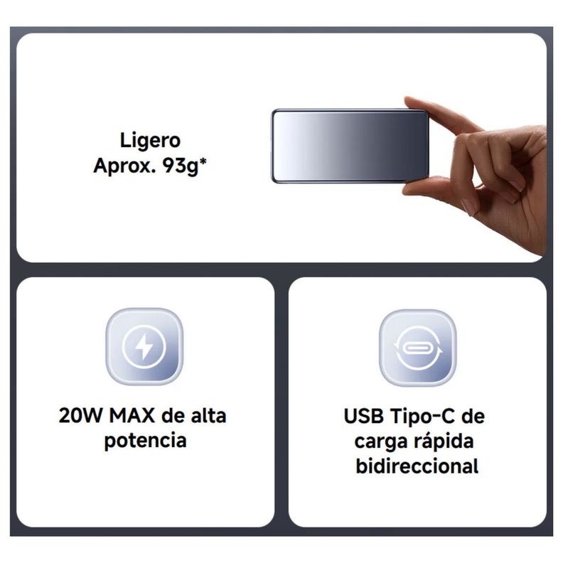 Xiaomi Power Bank Ultra Fino 5000 mAh Batería Portátil 20 W-6