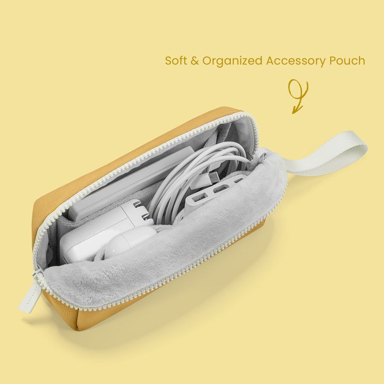 Tomtoc Funda Lady Para Macbook 13''+ organizador Amarillo-1