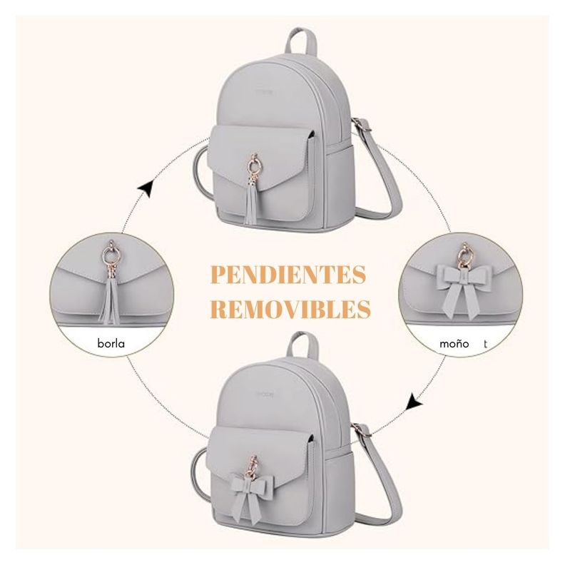 Ecosusi Mini Mochila con Lazo - Gris-3