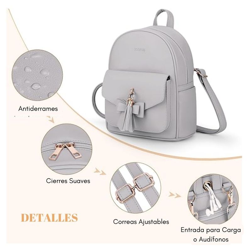 Ecosusi Mini Mochila con Lazo - Gris-5