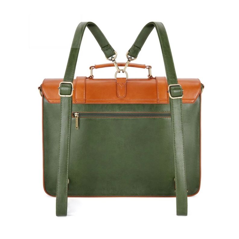 Ecosusi Mochila y Maletín Vintage Sombre para 15,6" - Verde Café-4