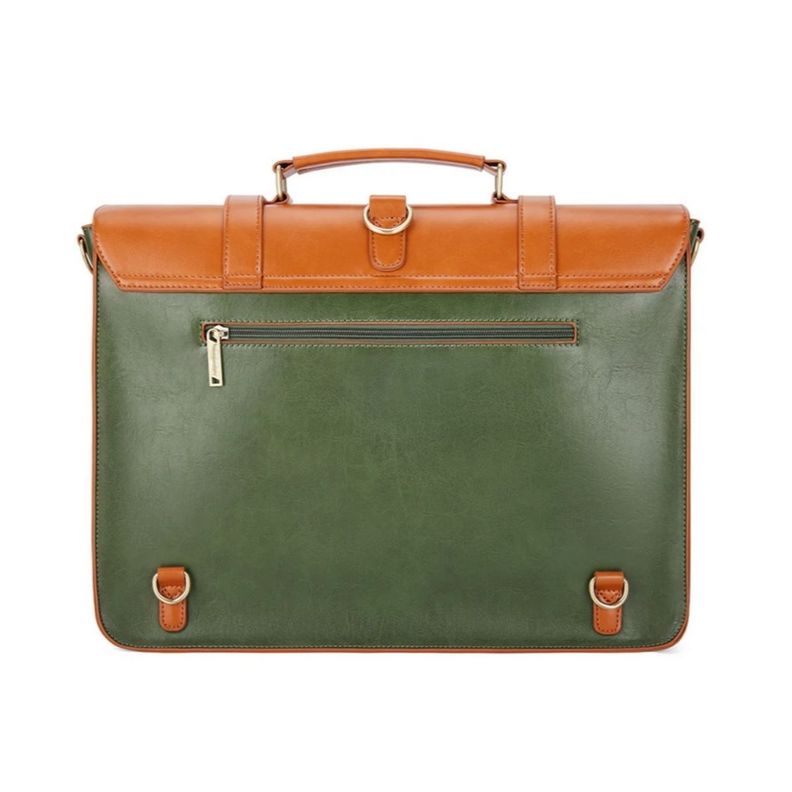 Ecosusi Mochila y Maletín Vintage Sombre para 15,6" - Verde Café-6