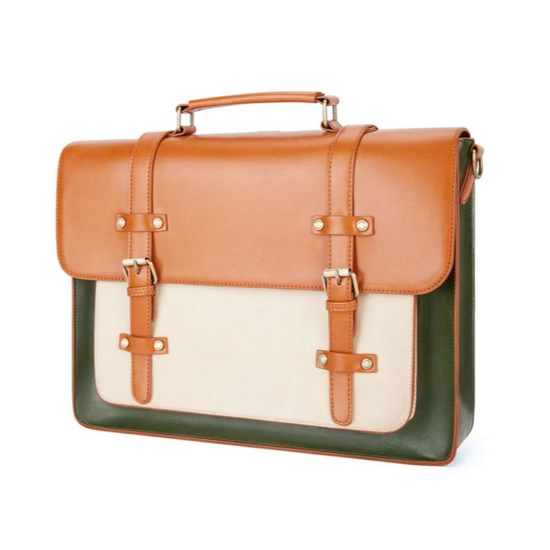 Ecosusi Mochila y Maletín Vintage Sombre para 15,6" - Verde Café-7