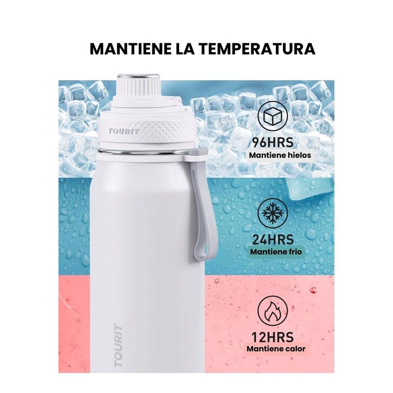 Tourit Botella de Agua Térmica Deportiva 32oz - Blanco-2