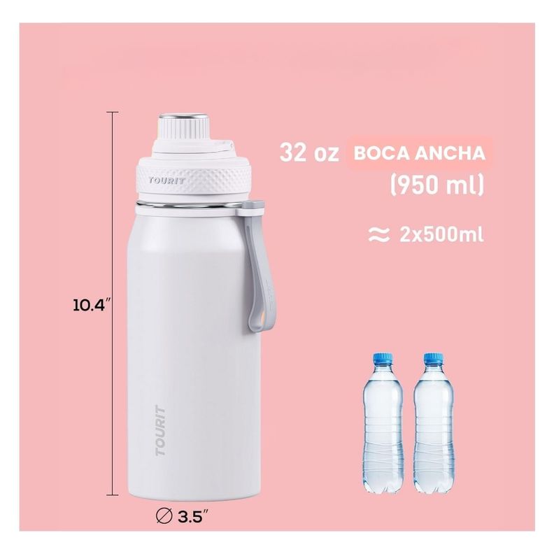 Tourit Botella de Agua Térmica Deportiva 32oz - Blanco-3