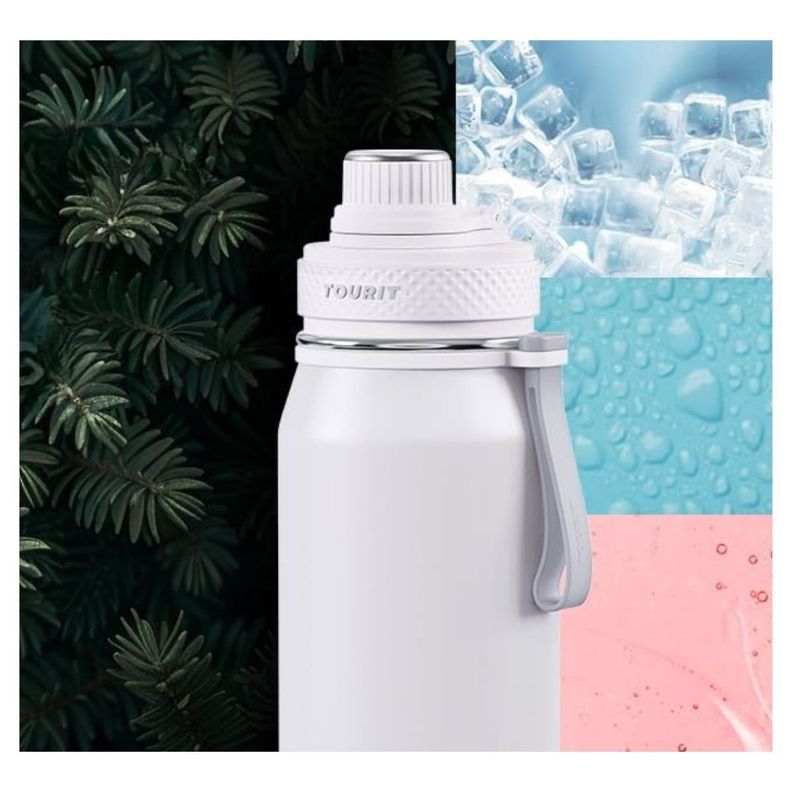 Tourit Botella de Agua Térmica Deportiva 32oz - Blanco-5