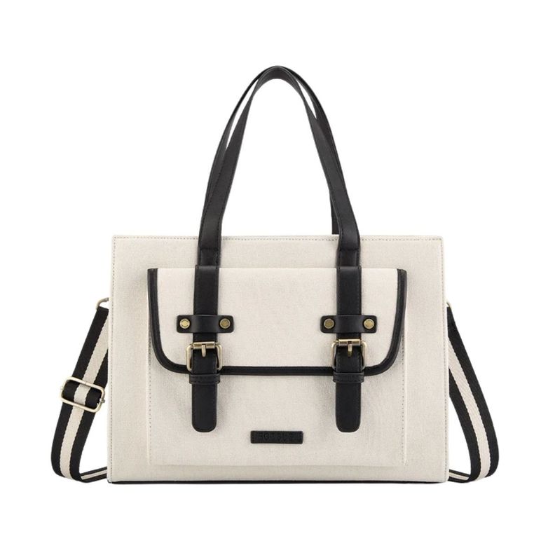 Ecosusi Bolso Tote Lienzo de Olivia para notebook 13" - Blanco y Negro-0