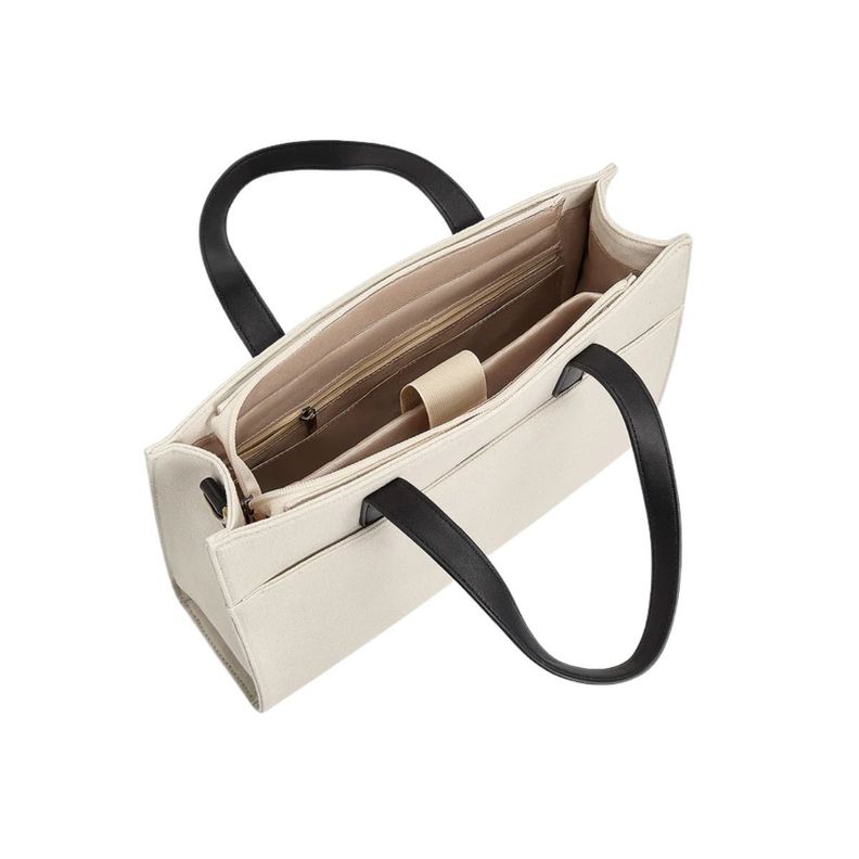 Ecosusi Bolso Tote Lienzo de Olivia para notebook 13" - Blanco y Negro-4