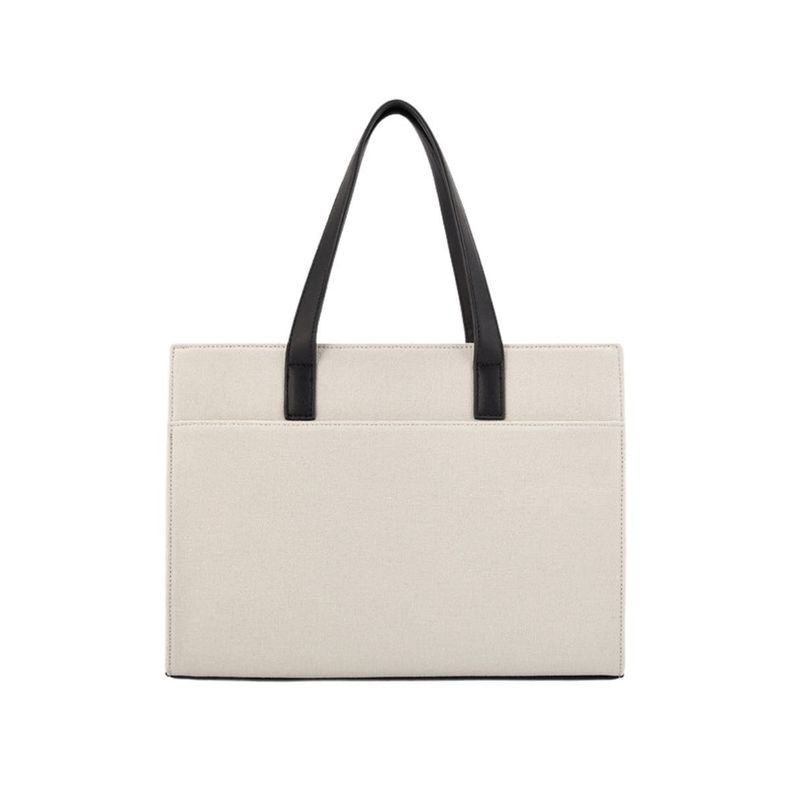 Ecosusi Bolso Tote Lienzo de Olivia para notebook 13" - Blanco y Negro-6