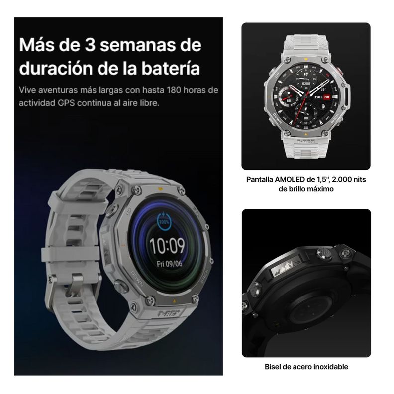 Amazfit T-Rex 3 Reloj Inteligente 10 ATM - Gris Neblina-2