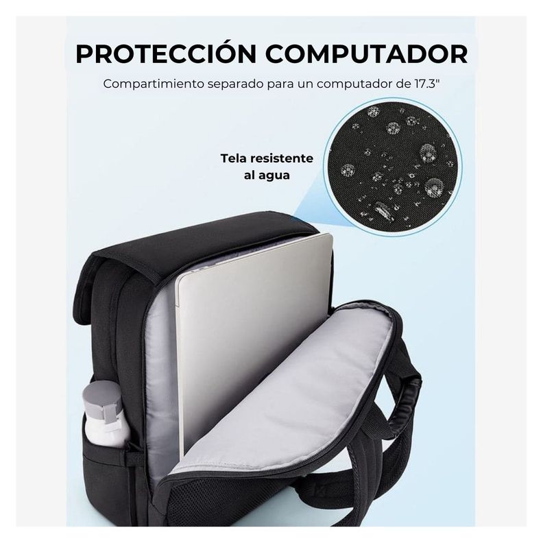 Bagsmart Mochila de Viaje Versátil para Notebook 17.3" - Negro-4