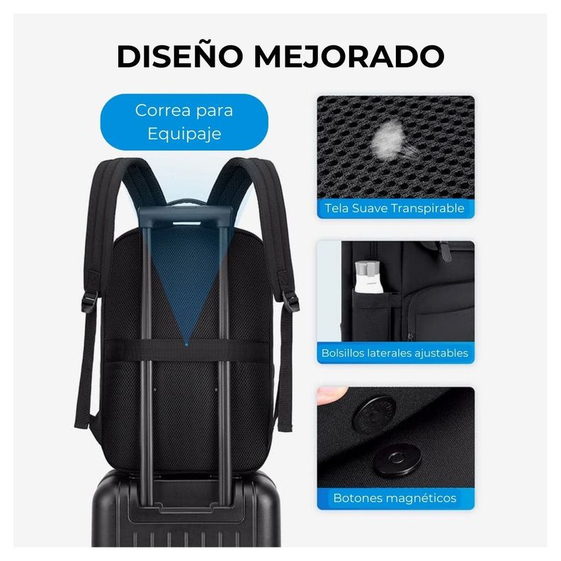 Bagsmart Mochila de Viaje Versátil para Notebook 17.3" - Negro-6