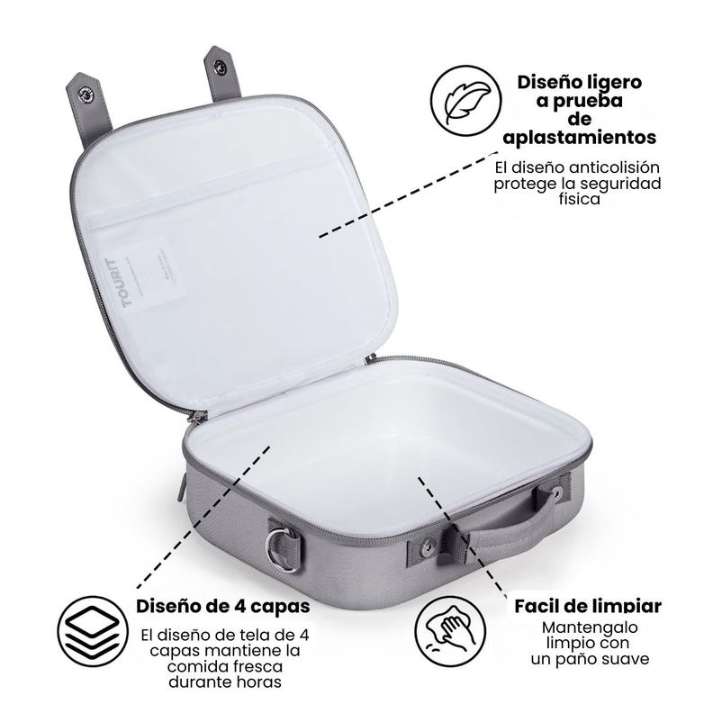 Tourit Lonchera Térmica con Correas 6L - Gris-3
