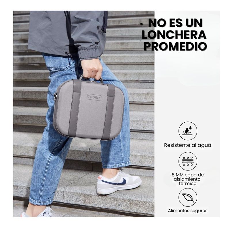 Tourit Lonchera Térmica con Correas 6L - Gris-4