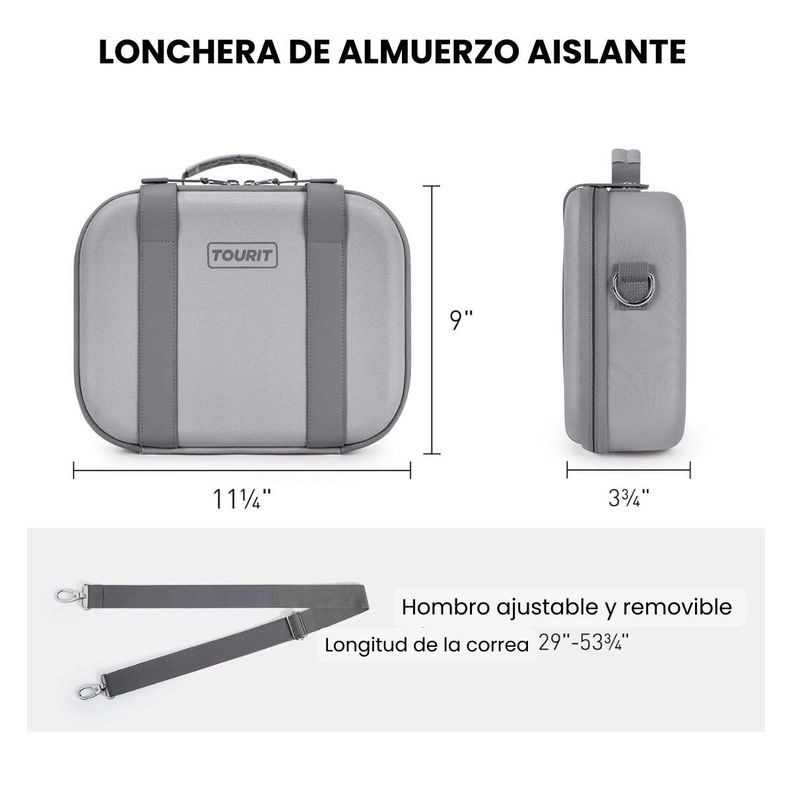 Tourit Lonchera Térmica con Correas 6L - Gris-6