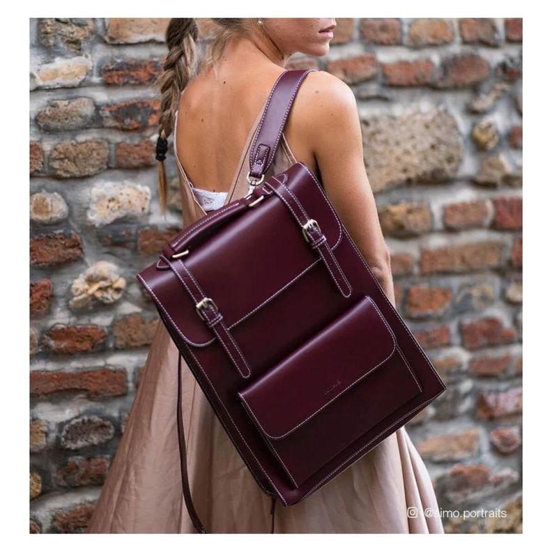Ecosusi Mochila Vintage Camellia para Notebook 15,6" - Burdeo-2