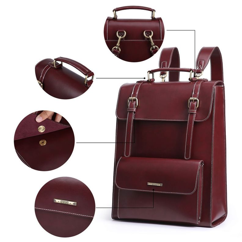Ecosusi Mochila Vintage Camellia para Notebook 15,6" - Burdeo-3
