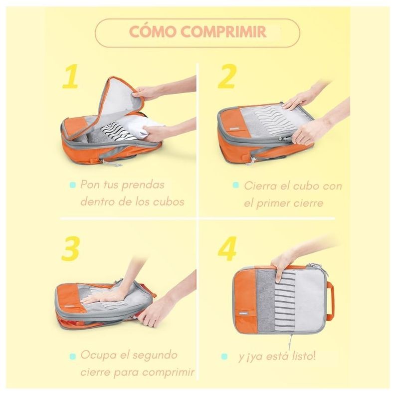 Bagsmart Juego de Bolsas de Compresión (6 unidades) - Naranja-2