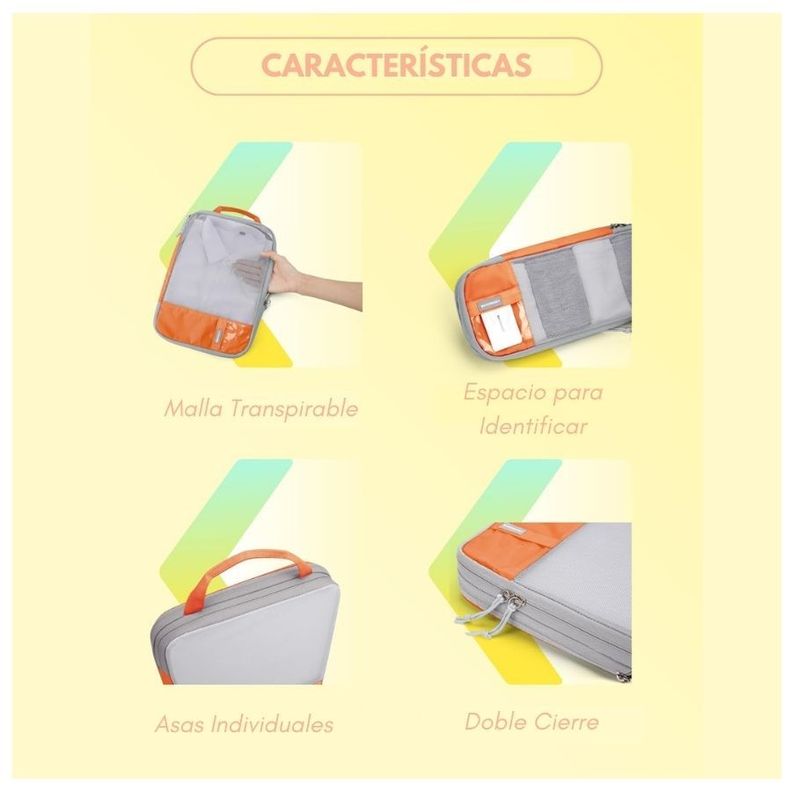 Bagsmart Juego de Bolsas de Compresión (6 unidades) - Naranja-4