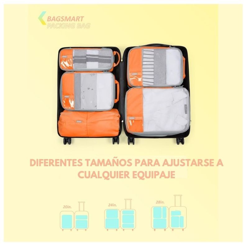 Bagsmart Juego de Bolsas de Compresión (6 unidades) - Naranja-6