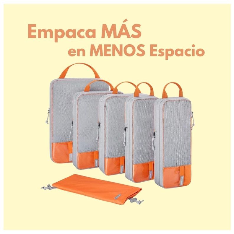 Bagsmart Juego de Bolsas de Compresión (6 unidades) - Naranja-7