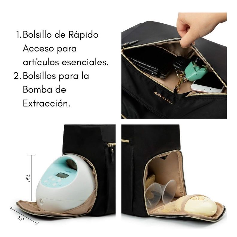 Mommore Pañalera elegante/ gran capacidad - Negro-2