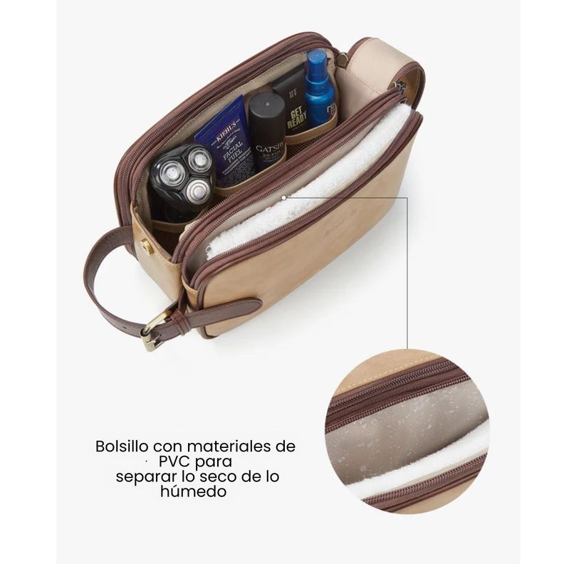 Ecosusi Neceser Grande Elena de Cuero Vegano - Beige Bronceado-4