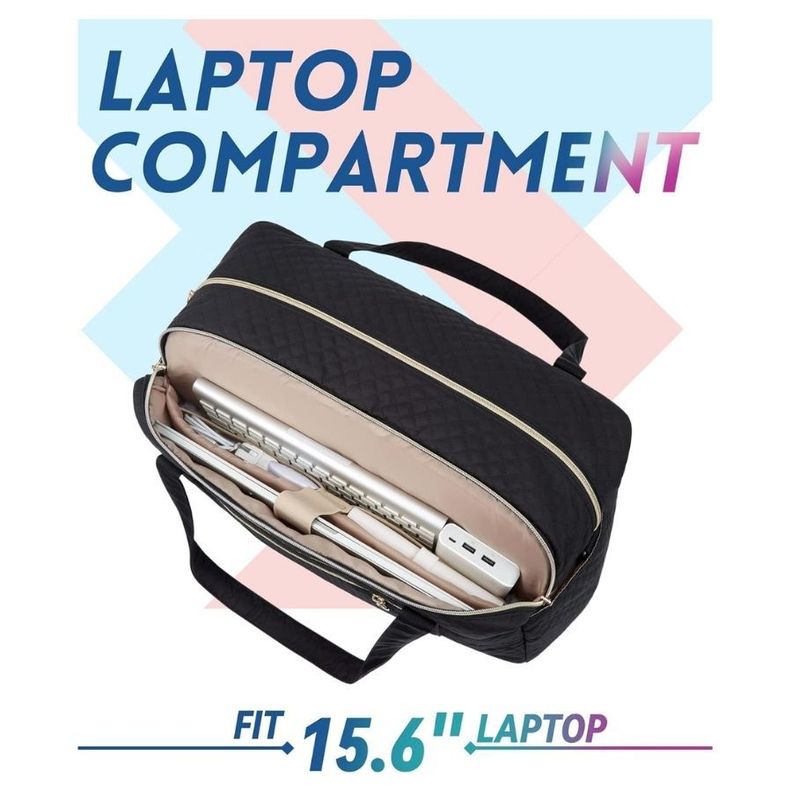 Bagsmart Bolso de Mano para Viajes con Bolsa para Zapatos - Negro Tejido-5