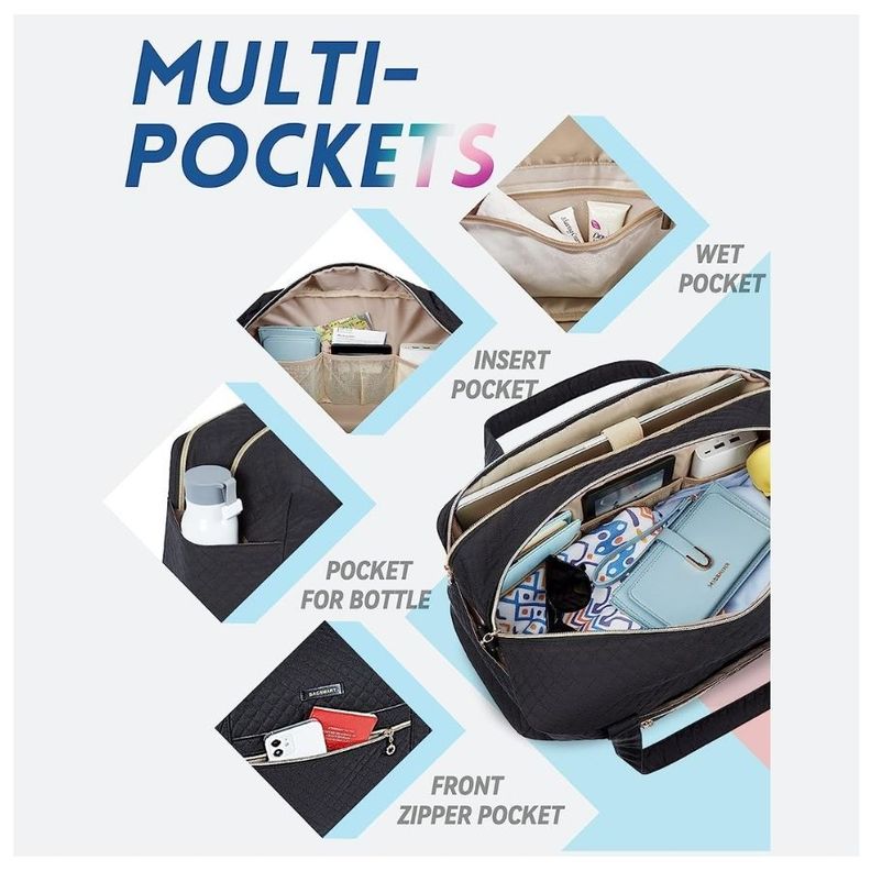 Bagsmart Bolso de Mano para Viajes con Bolsa para Zapatos - Negro Tejido-6