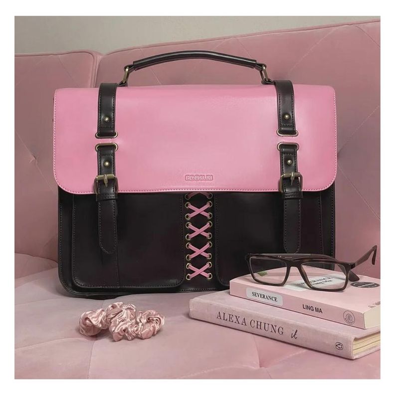 Ecosusi Maletín y Mochila Victoria para Notebook 15,6” - Rosa Café-4