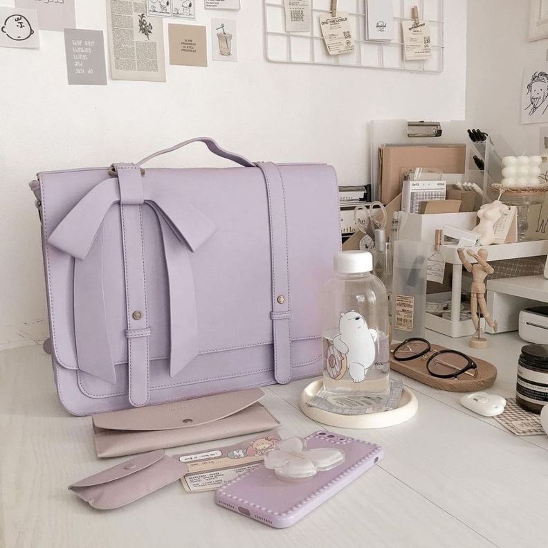 Ecosusi Mochila y Maletín con Lazo Removible Summer Garden Romance para 14" - Morado-7
