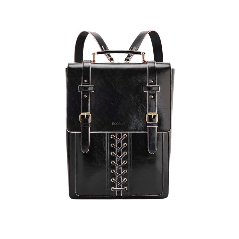 Ecosusi Mochila Vintage Emily para Notebook 15,6 - Negro Rosa