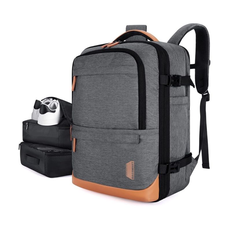 Bagsmart Mochila de Viaje Falco 30L-40L + 3 Bolsas Organizadoras - Gris-0