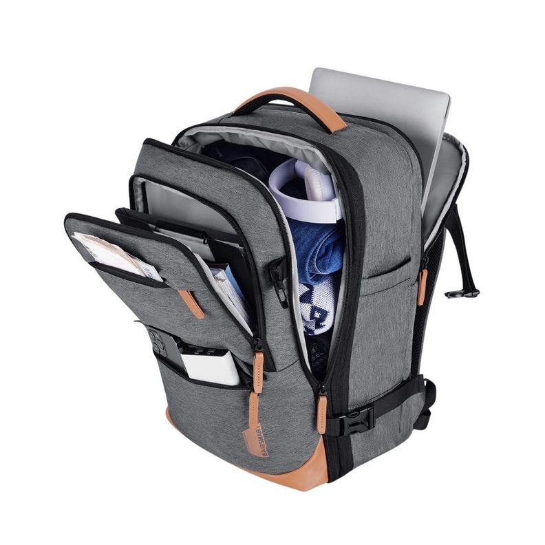 Bagsmart Mochila de Viaje Falco 30L-40L + 3 Bolsas Organizadoras - Gris-1