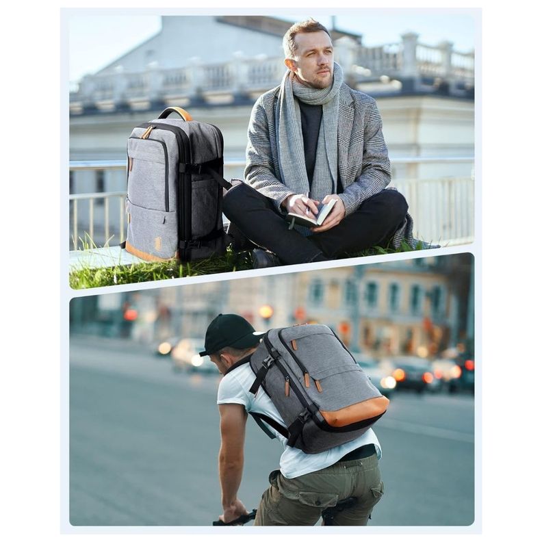 Bagsmart Mochila de Viaje Falco 30L-40L + 3 Bolsas Organizadoras - Gris-2