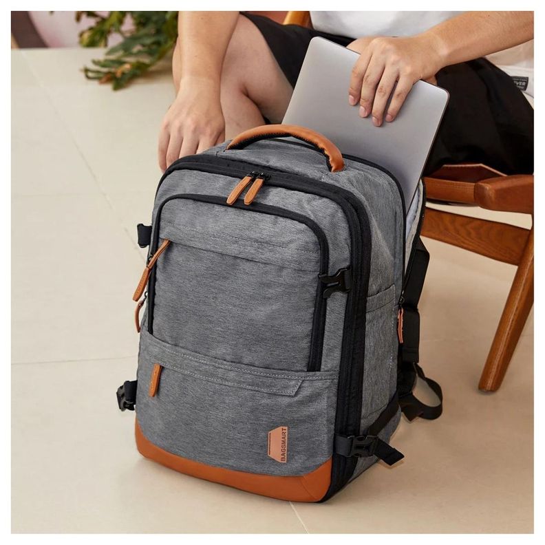 Bagsmart Mochila de Viaje Falco 30L-40L + 3 Bolsas Organizadoras - Gris-7
