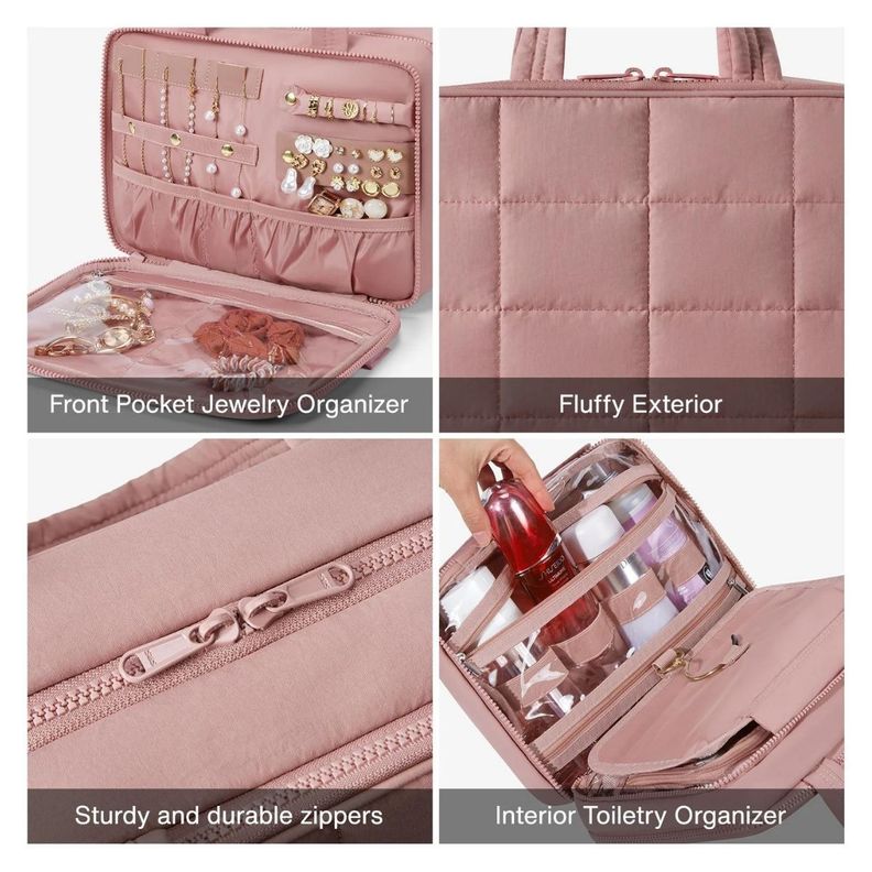 Bagsmart Neceser Multifuncional Spacesaver Puffy Grande - Rosa Fuerte-4