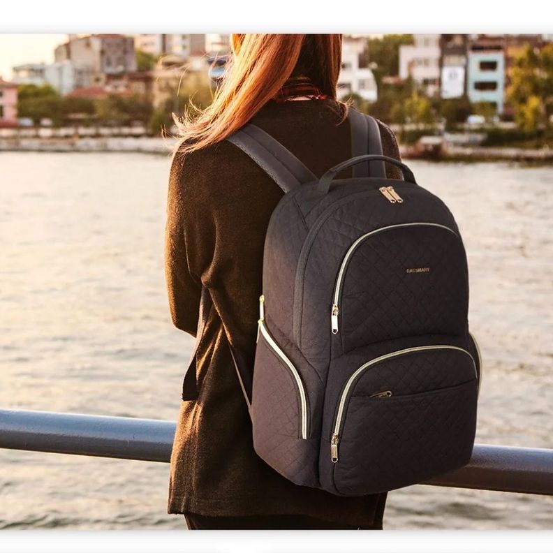 Bagsmart - Mochila de Viaje Acolchada para Laptop de 17.3" - Negro-6