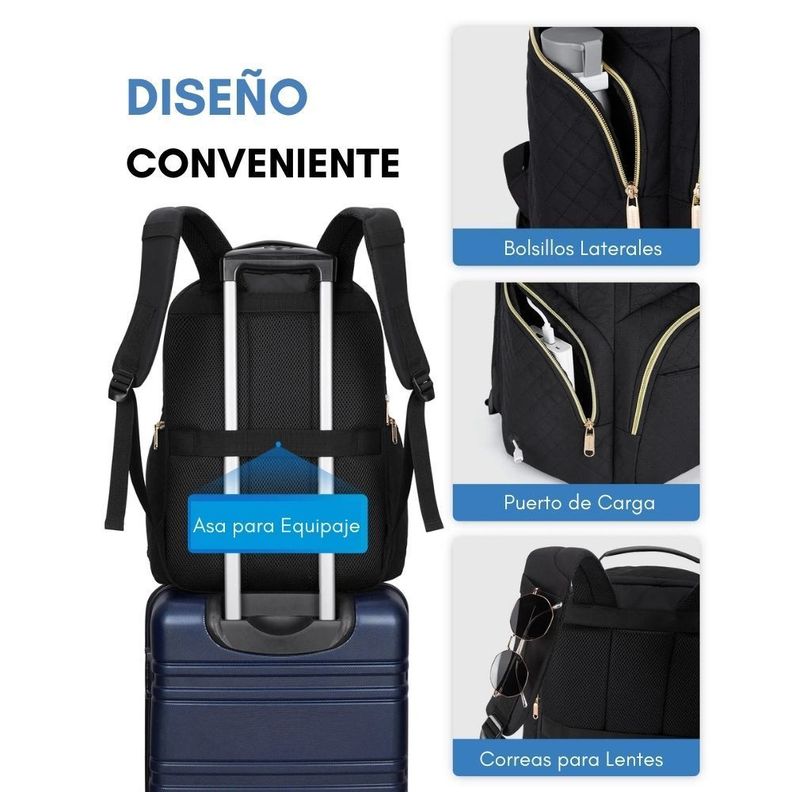 Bagsmart - Mochila de Viaje Acolchada para Laptop de 17.3" - Negro-4