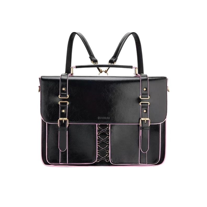 Ecosusi Maletín y Mochila Emily para Notebook 15,6” - Negro-3